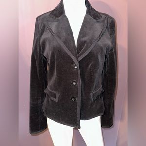 Willi Smith Black Corduroy Three Button Long Sleeve‎ Blazer, Size 8